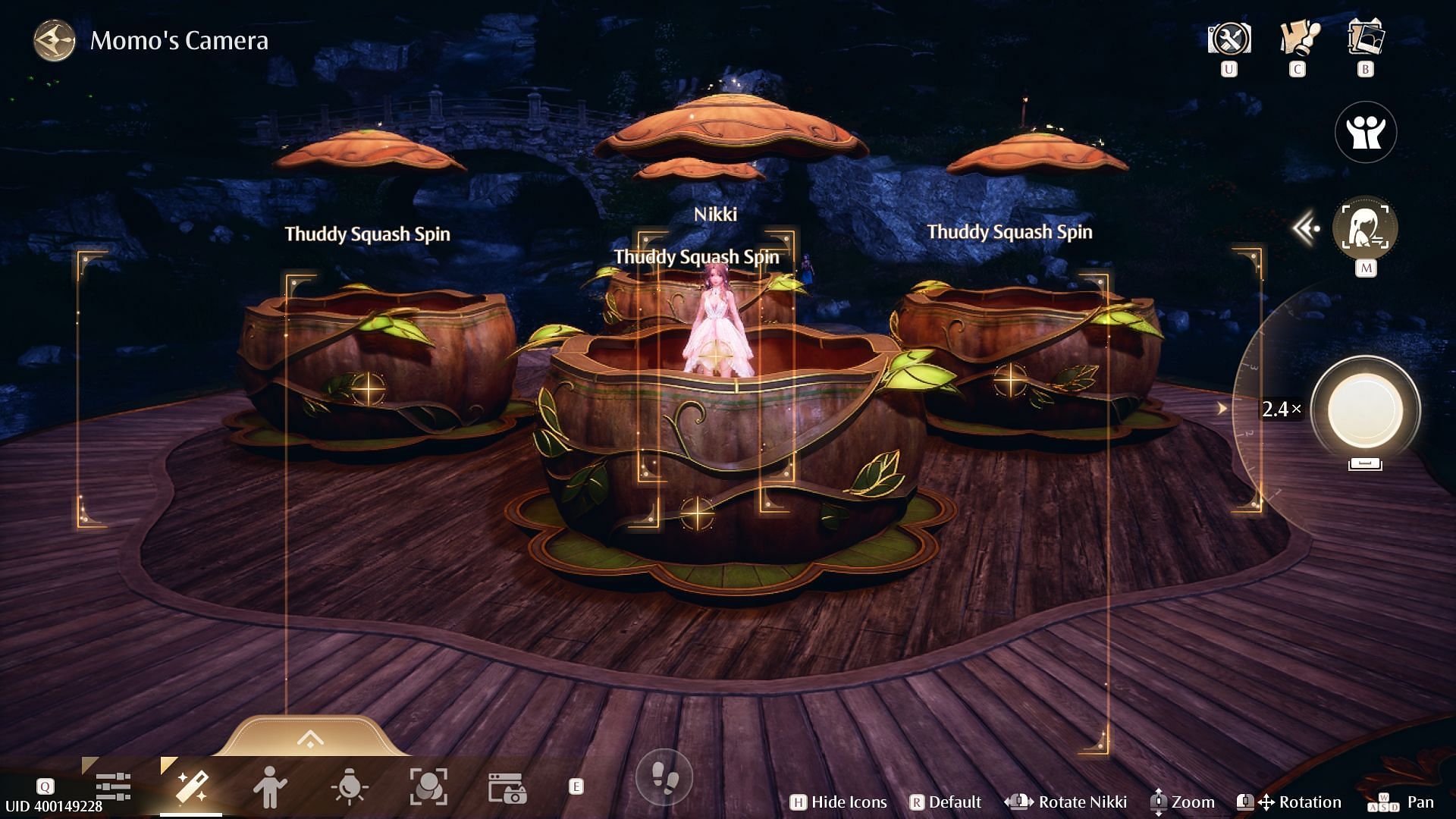 Take the picture while Nikki is riding the Thuddy Squash Spin (Image via Sportskeeda Gaming/Infold Games)